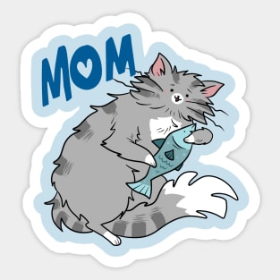 Mom - Gray Tabby Cat with a Fish Sticker